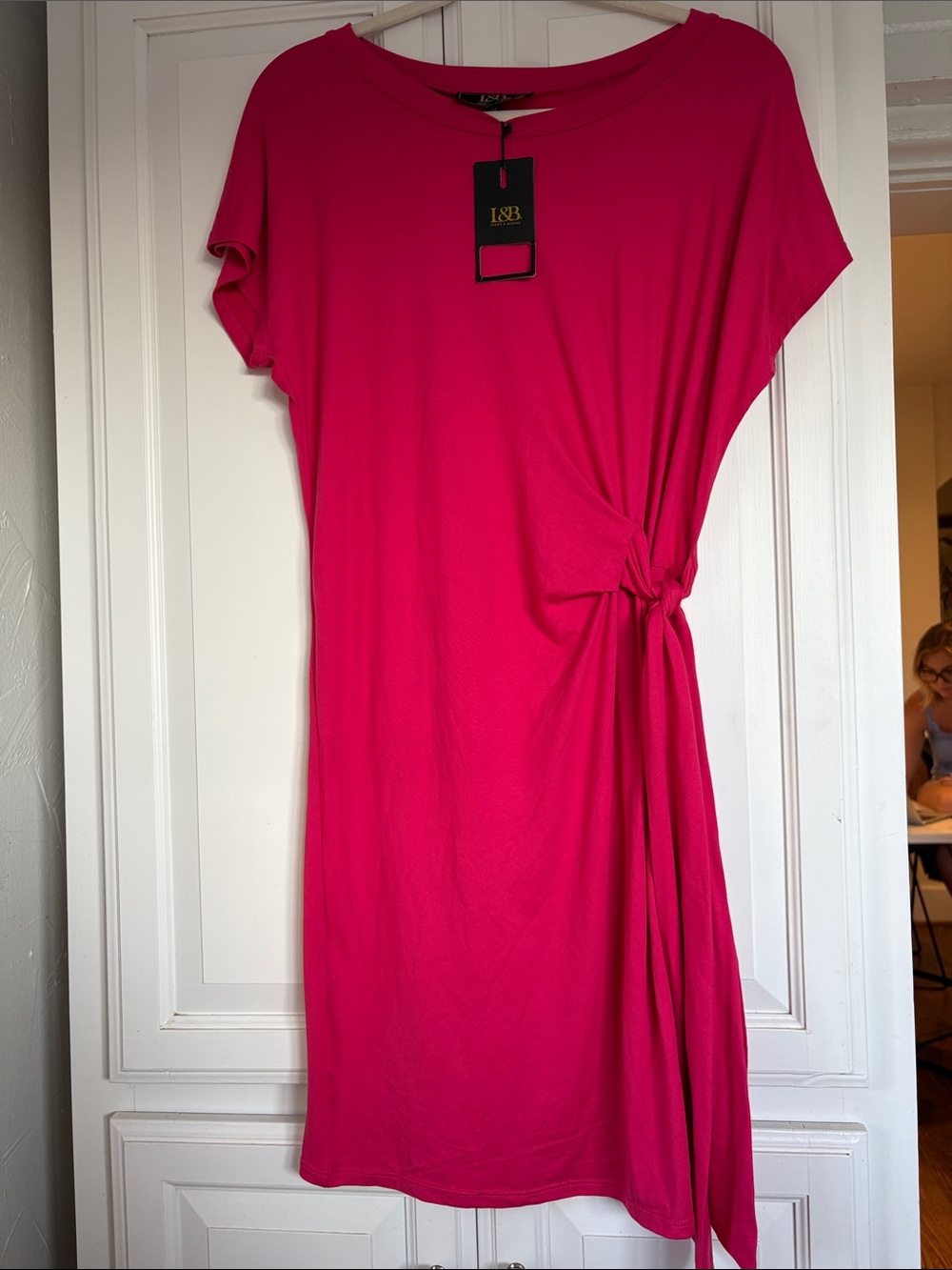 NWT L&B Women's Fuchsia Side-Tie Dress